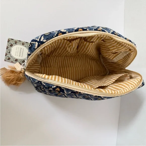 Sezane Antoinette Poisson Toiletry Bag Blue Diamond Cosmetic Travel Case Makeup - Picture 8 of 11